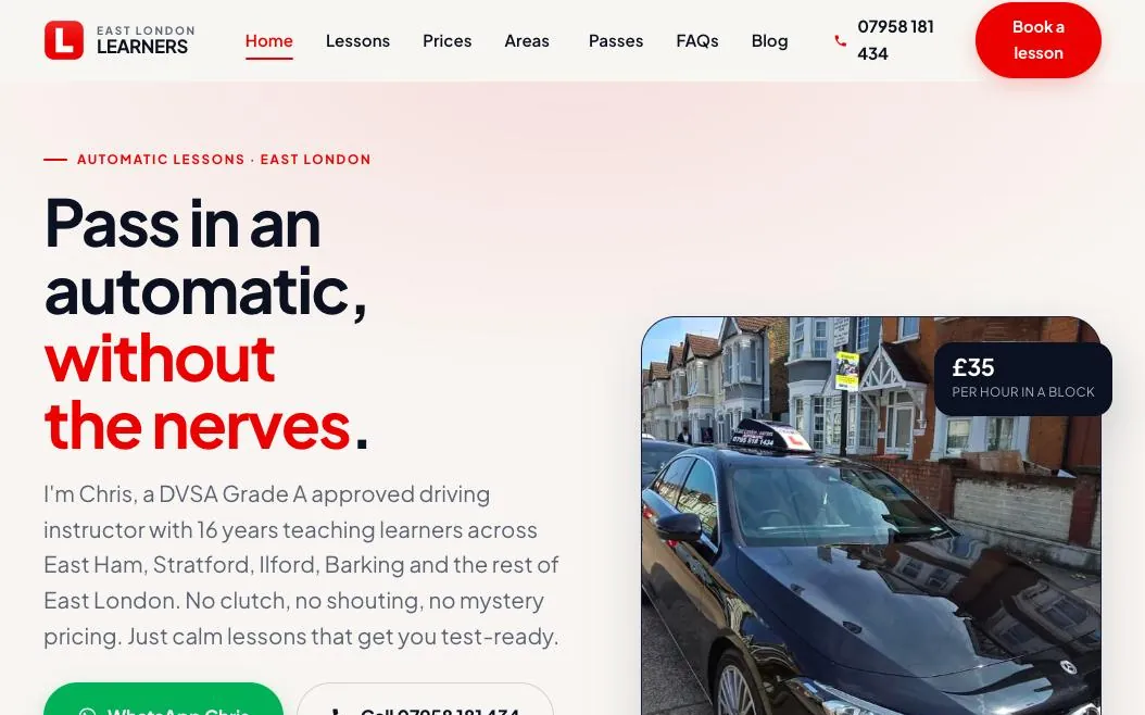 Homepage of East London Learners, a site built by SAL Digital